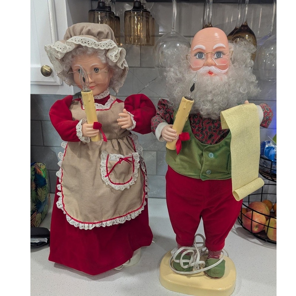 Holiday Animated Collection‎ Motionette Santa & Mrs Claus Set 24" Vintage WORKS